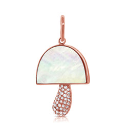 Mother of Pearl Mushroom Pendant with Diamonds