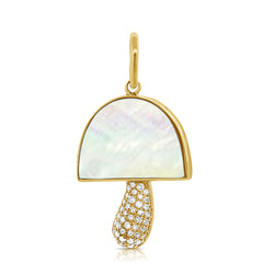 Mother of Pearl Mushroom Pendant with Diamonds