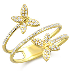14K Gold Diamond Butterfly Wrap Ring – 0.29 Carat | White, Yellow, or Rose Gold