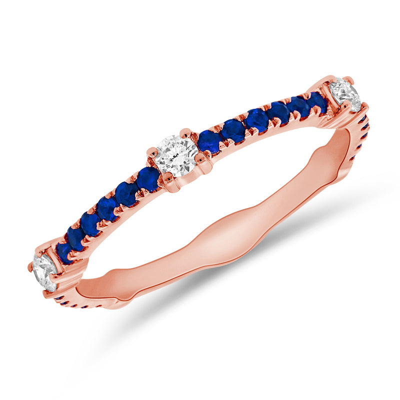 Sapphire and Diamond Ring in 14K White, Yellow, or Rose Gold