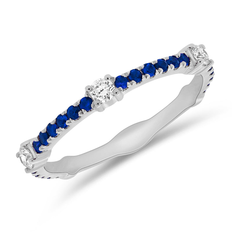 Sapphire and Diamond Ring in 14K White, Yellow, or Rose Gold