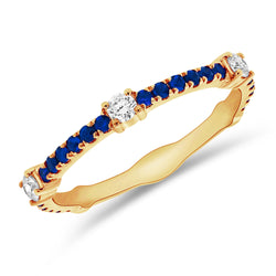 Sapphire and Diamond Ring in 14K White, Yellow, or Rose Gold