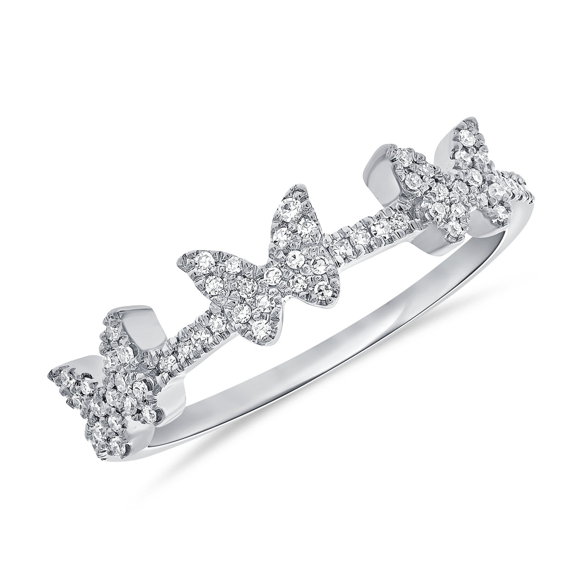 Tri Butterfly Ring with Diamonds