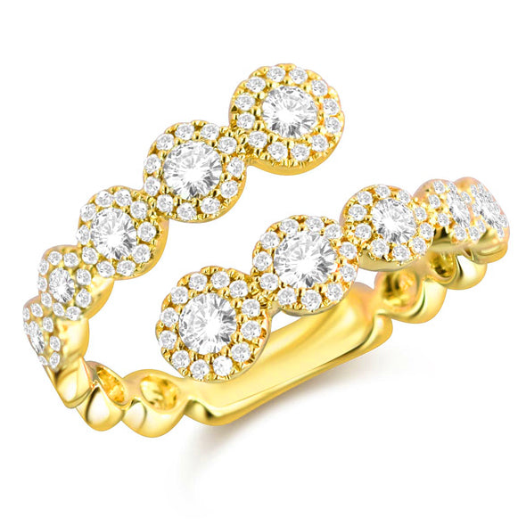 Glamorous 14K Gold Diamond Illusion Wrap Ring