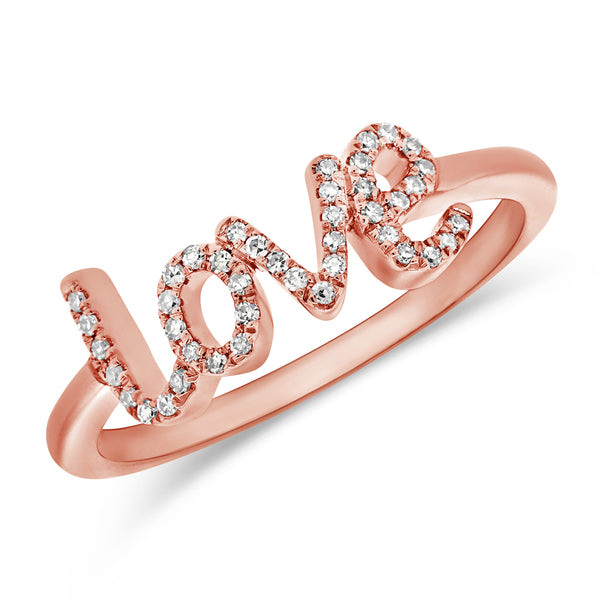 Dazzling "Love" Script Diamond Ring in 14K Gold