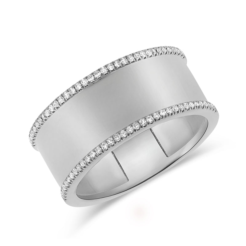 Sleek Diamond-Accented Cigar Band Ring