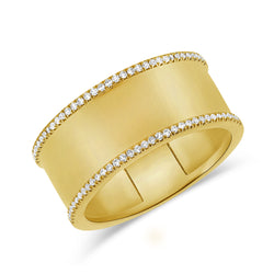 Sleek Diamond-Accented Cigar Band Ring