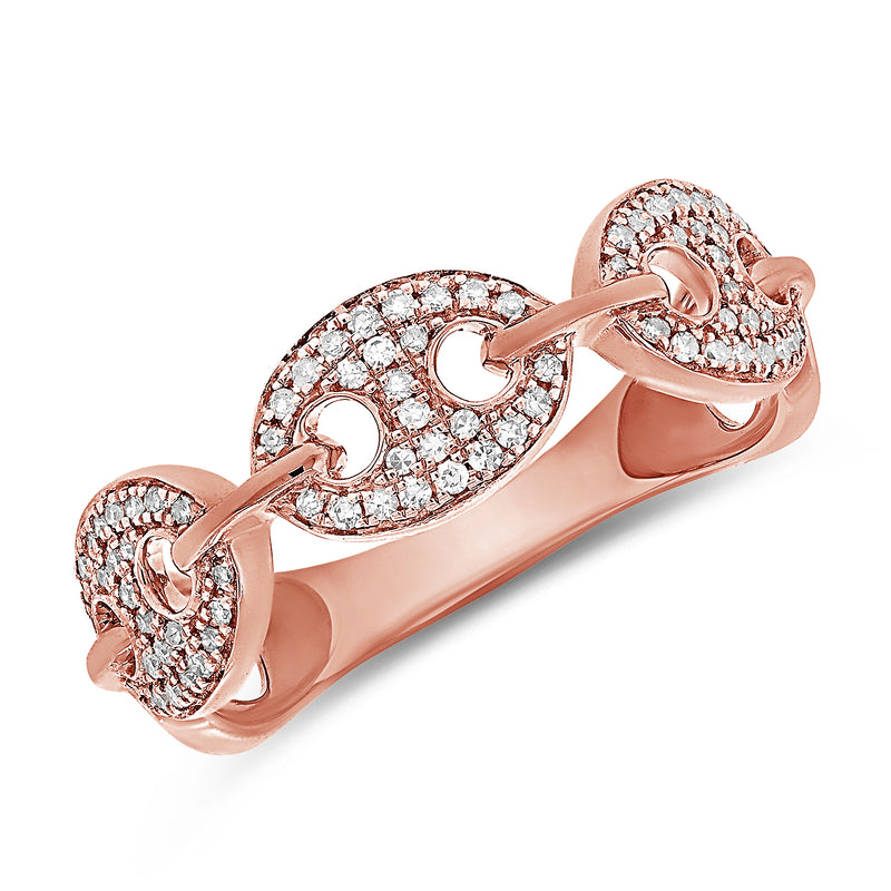 Pavé Diamond Oval Link Ring in 14K Gold