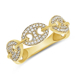 Pavé Diamond Oval Link Ring in 14K Gold