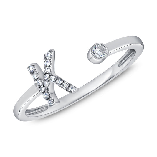 0.09 Carat Diamond K Initial Wrap Ring in 14K White, Yellow, or Rose Gold