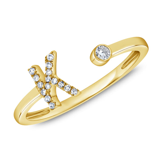 0.09 Carat Diamond K Initial Wrap Ring in 14K White, Yellow, or Rose Gold
