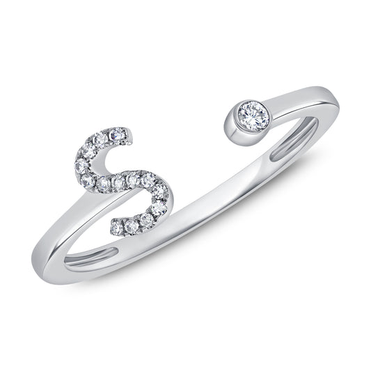 0.09 Carat Diamond S Initial Wrap Ring in 14K White, Yellow, or Rose Gold