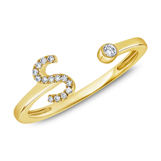 0.09 Carat Diamond S Initial Wrap Ring in 14K White, Yellow, or Rose Gold