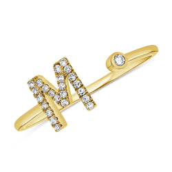 Diamond Initial 'M' Open Ring in 14K Gold