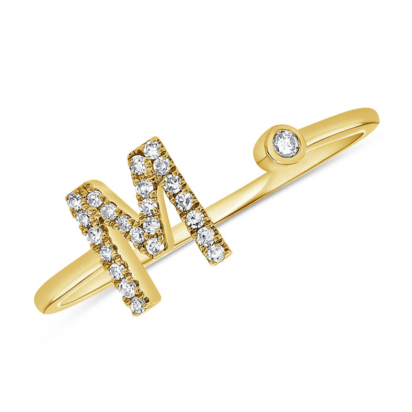 Diamond Initial 'M' Open Ring in 14K Gold