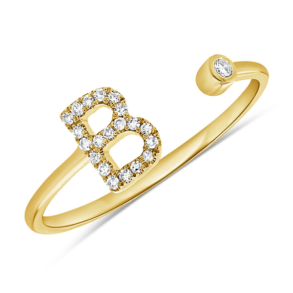 Personalized "B" Initial Diamond Open Ring