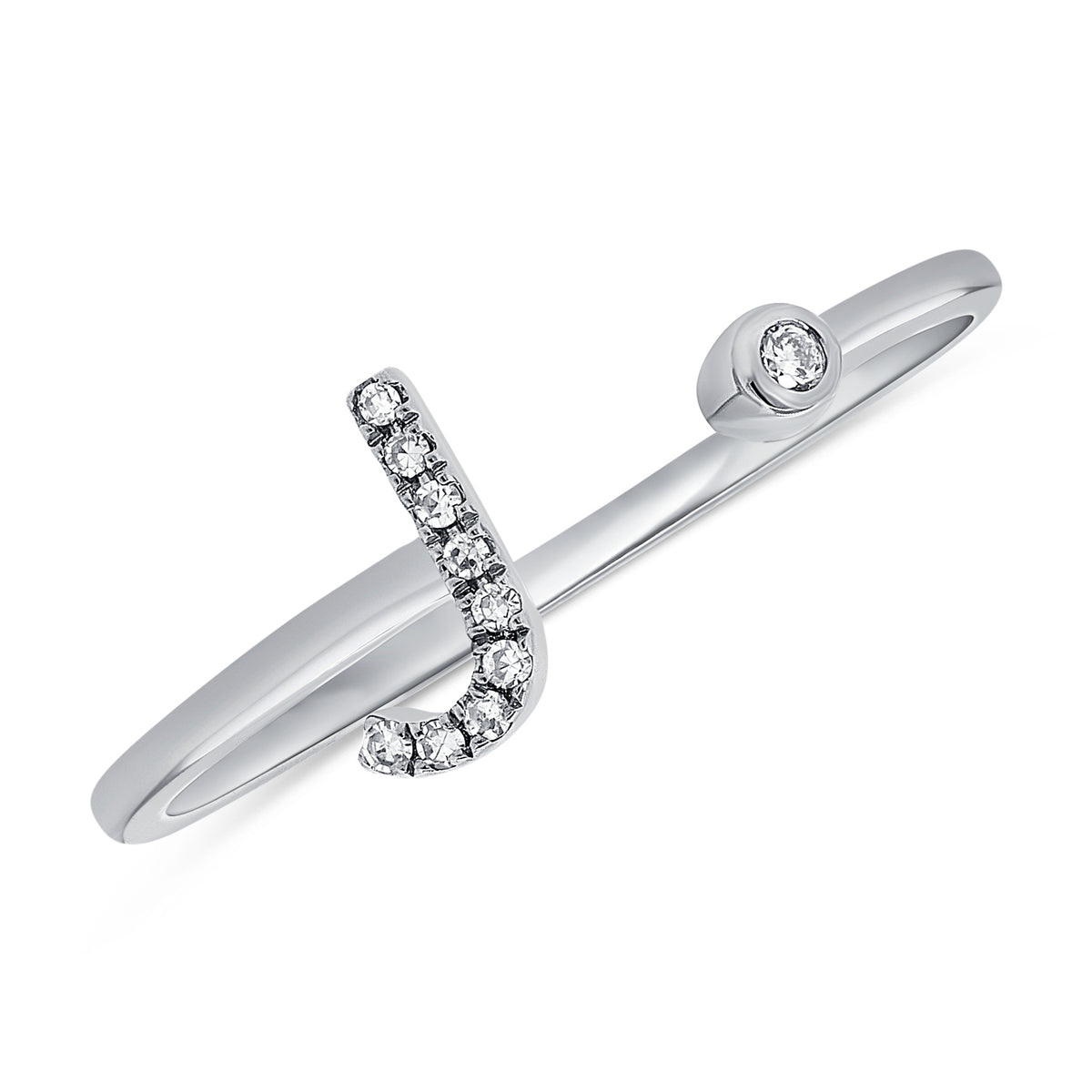 0.03CT Diamond Initial J Wrap Ring in 14K Gold