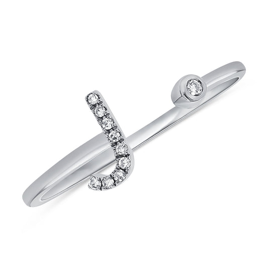 0.03CT Diamond Initial J Wrap Ring in 14K Gold