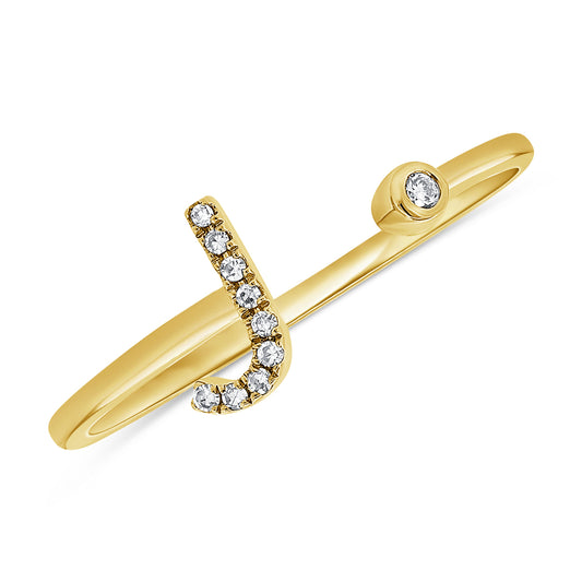 0.03CT Diamond Initial J Wrap Ring in 14K Gold