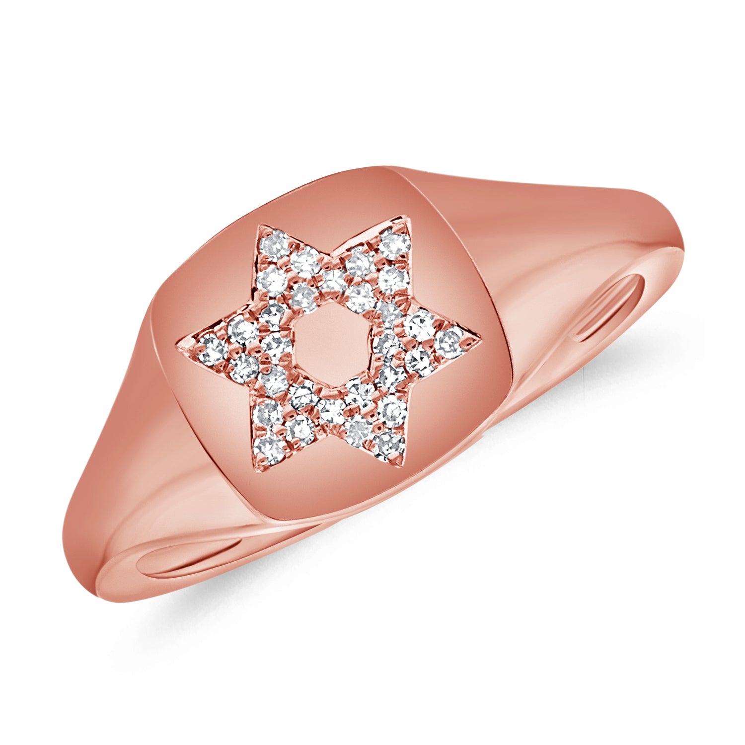 0.07 Carat Diamond Star of David Pinky Ring in 14K White, Yellow, or Rose Gold