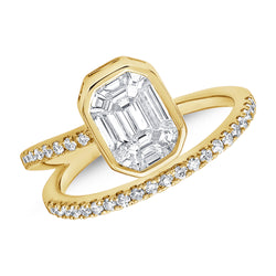 Elegant Diamond and Baguette Wrap Ring in 14K Gold