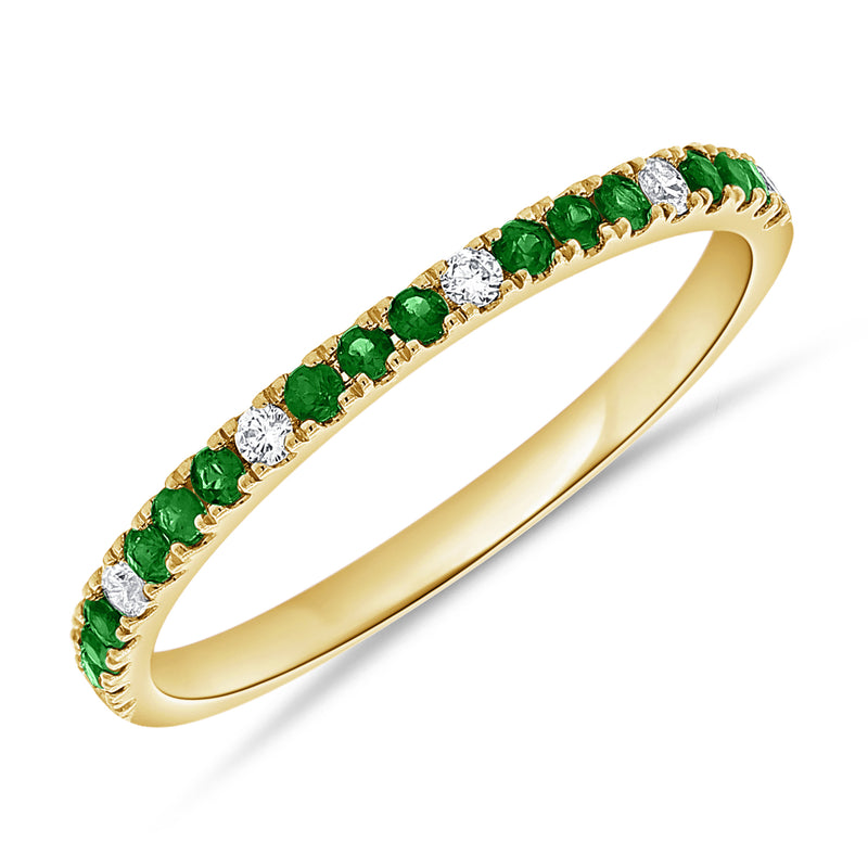 Emerald & Diamond Halfway Ring made in 14K Gold