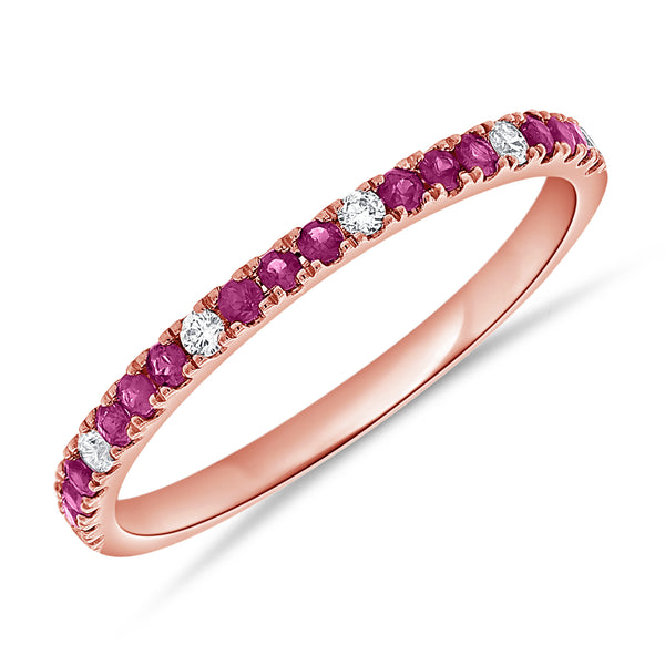 Pink Sapphires & Diamonds Halfway Ring
