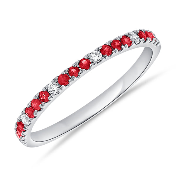 Ruby & Diamonds Halfway Ring made in 14K Gold