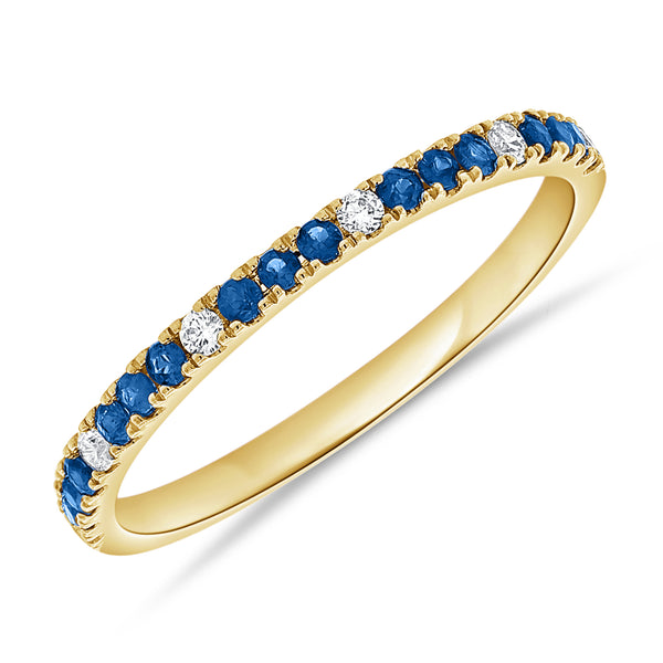 Sapphire & Diamond Halfway Ring made in 14K Gold