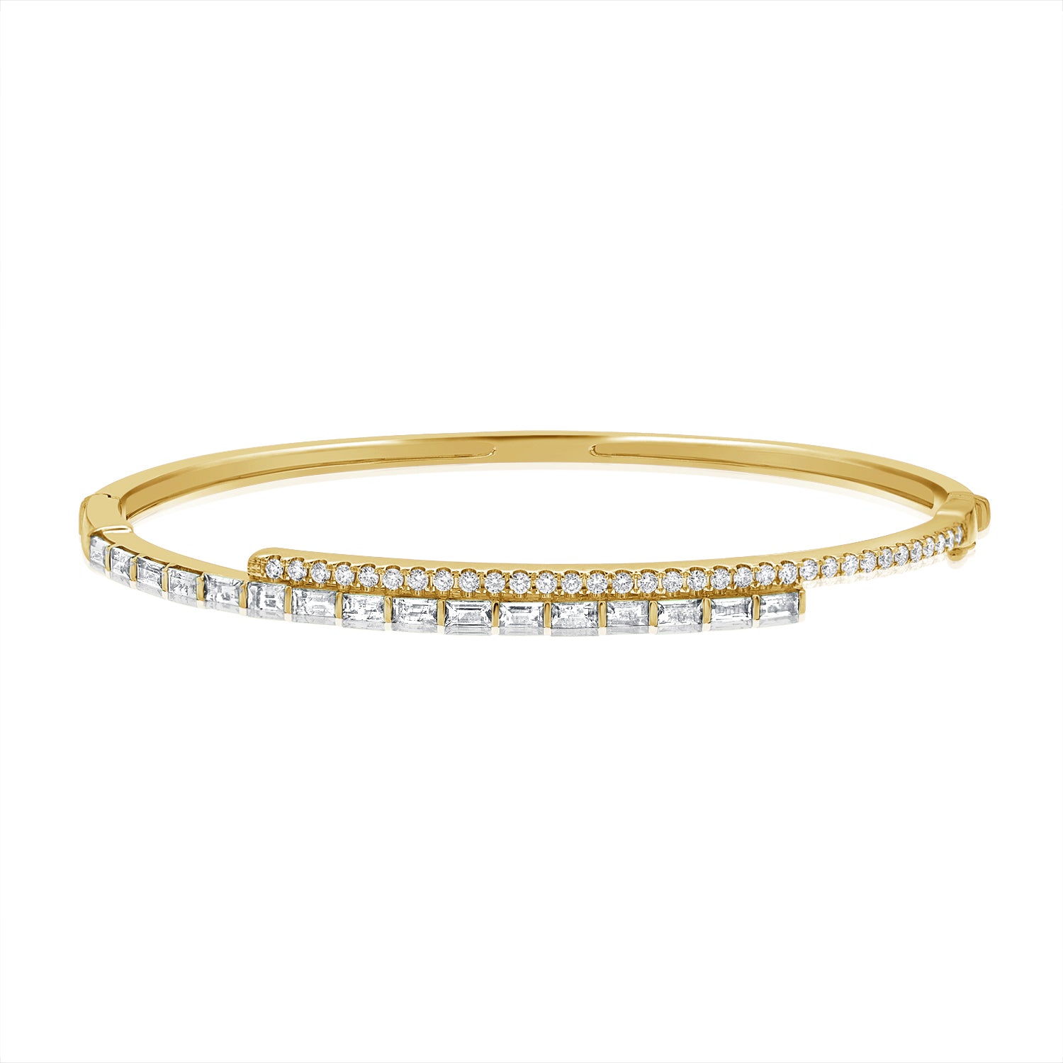 1.54CT Baguette & Round Diamond Bangle in 14K Gold
