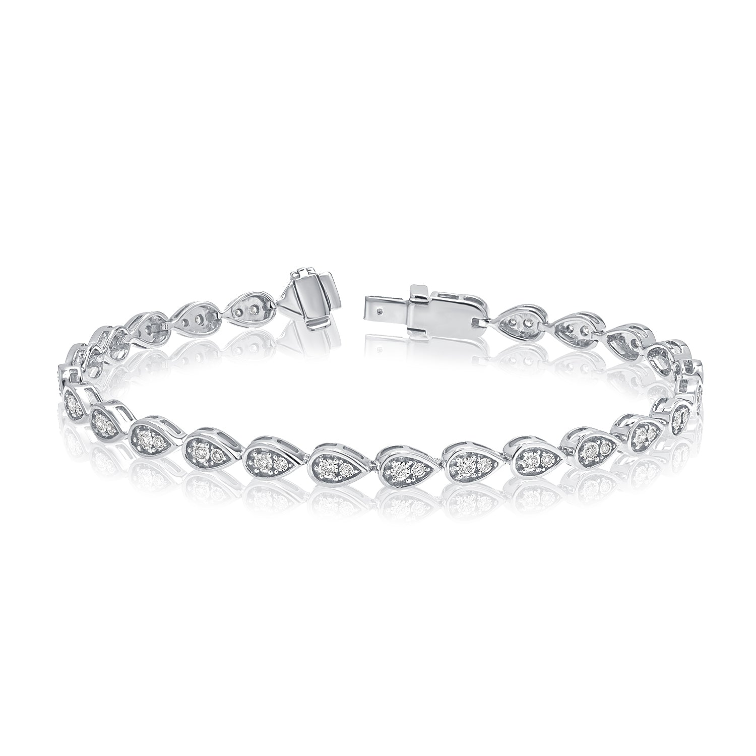 0.46CT Diamond Pear Illusion Tennis Bracelet in 14K Gold – 7.25 Inches