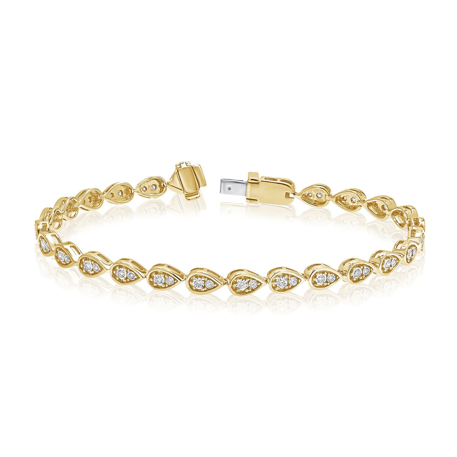 0.46CT Diamond Pear Illusion Tennis Bracelet in 14K Gold – 7.25 Inches