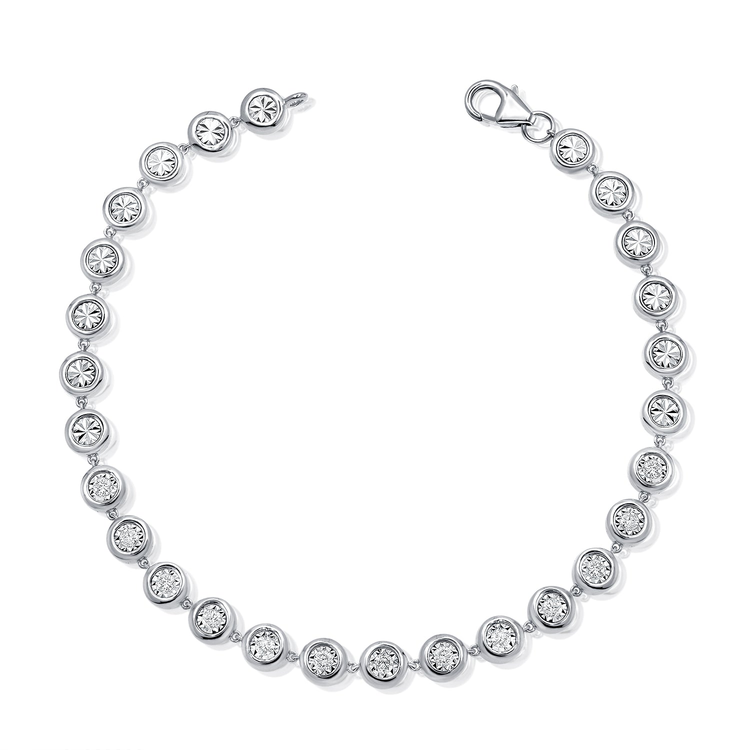 14K Gold 0.55ct Diamond Miracle-Set Bracelet – 7" Classic Bezel Diamond Bracelet