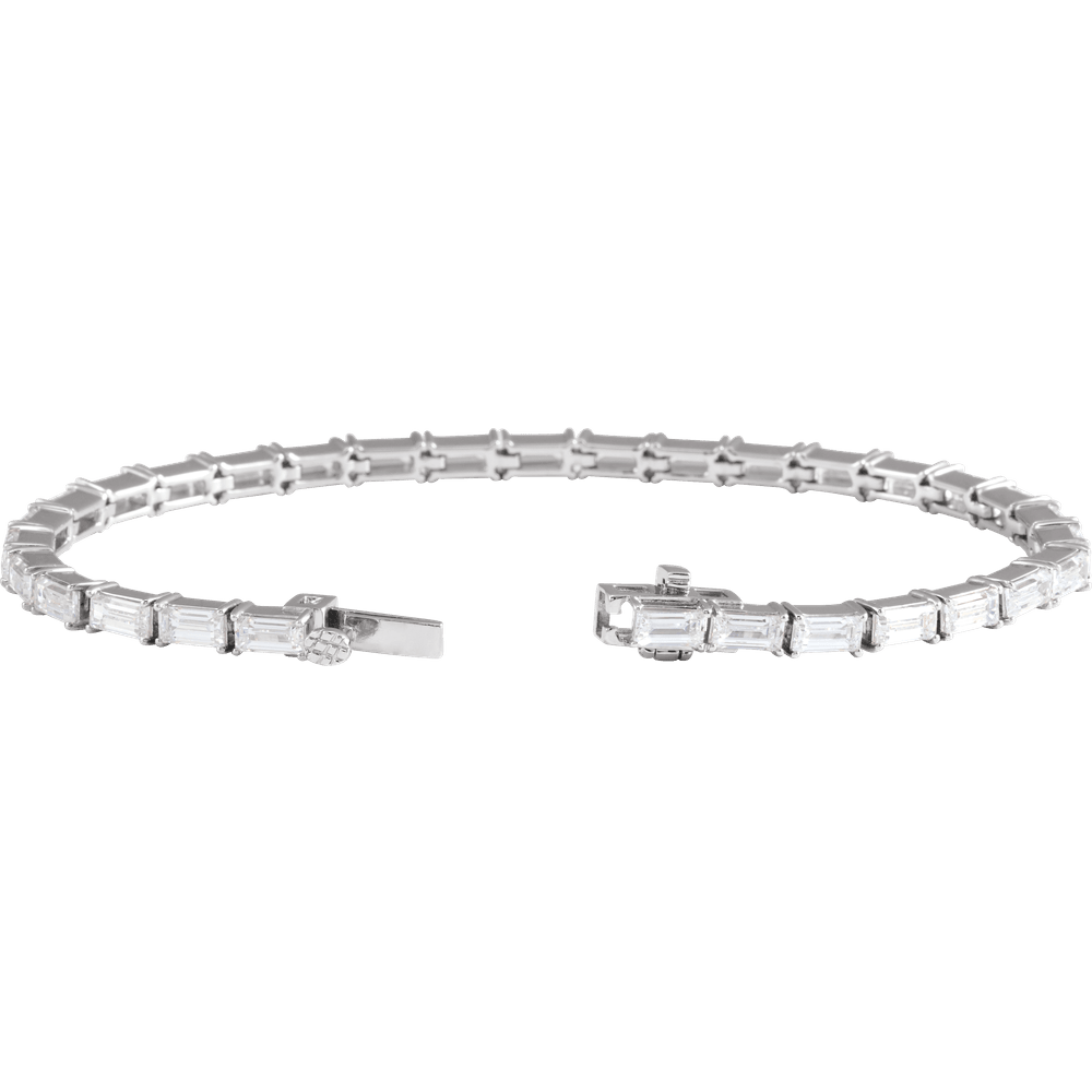 Lab Grown Emerald Cut Diamond Tennis Bracelet in 14K Gold | 7.00 Carats | E–F VS1 | 7 Inches