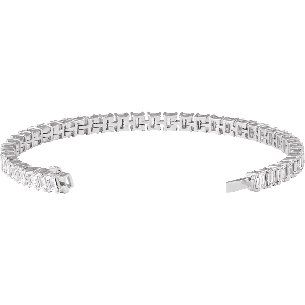 Lab Grown Emerald Cut Diamond Tennis Bracelet in 14K Gold | 10–13 Carats | E–F VS1 | 7 Inches