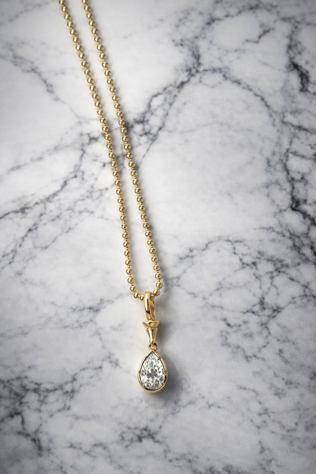 14K Yellow Gold Black Rhodium Pear Shaped Lab Grown Diamond Necklace