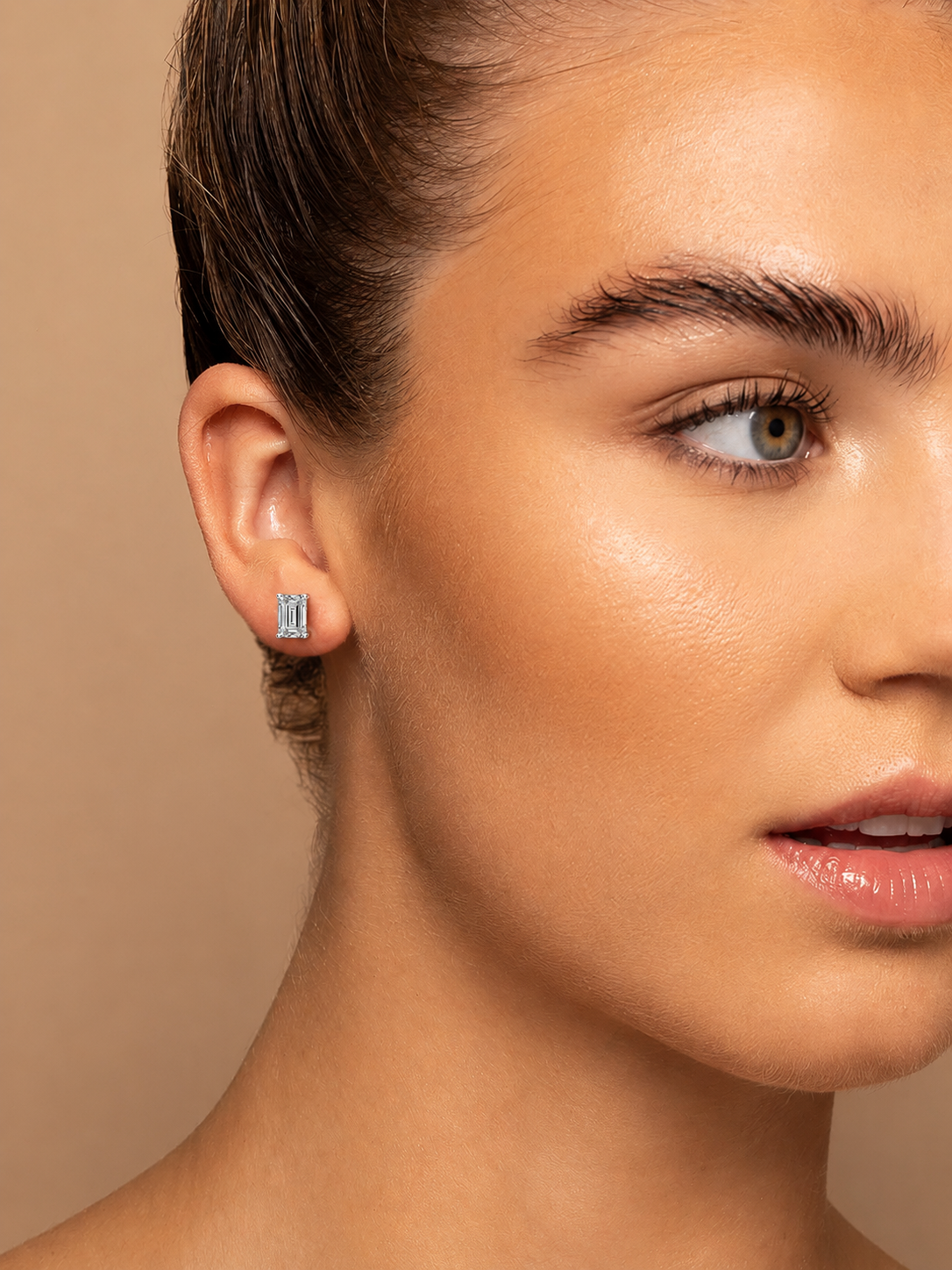 Emerald Cut Diamond Stud Earrings