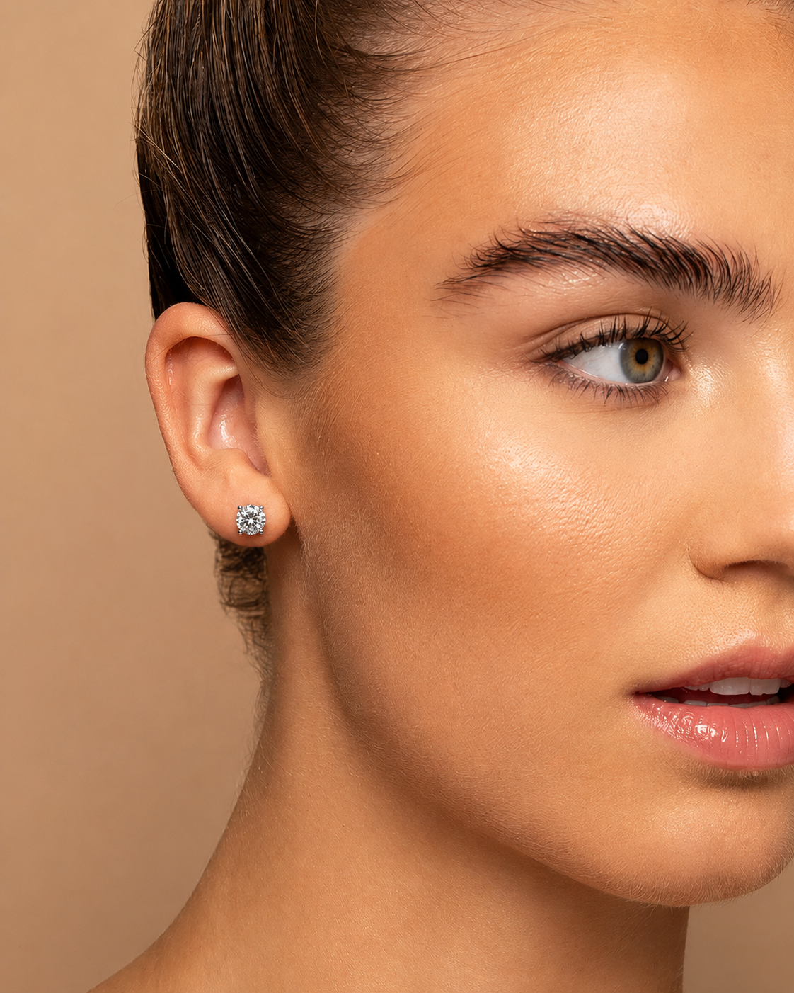 Diamond Crown Stud Earrings in 14K Gold or 18K Gold