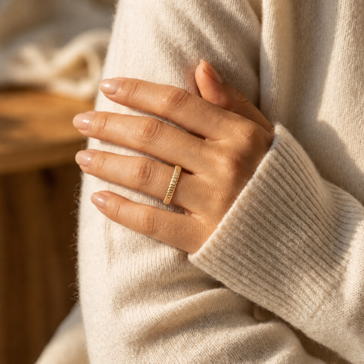 Textured Wedding Band in 14K Gold, 18K Gold, or Platinum