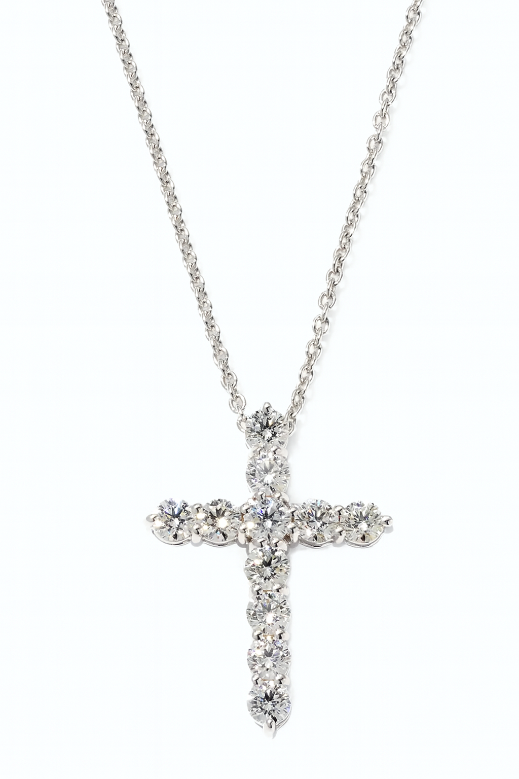 14K White Gold Diamond Cross Necklace | 1.00 Carat F-VVS Lab Grown Diamonds