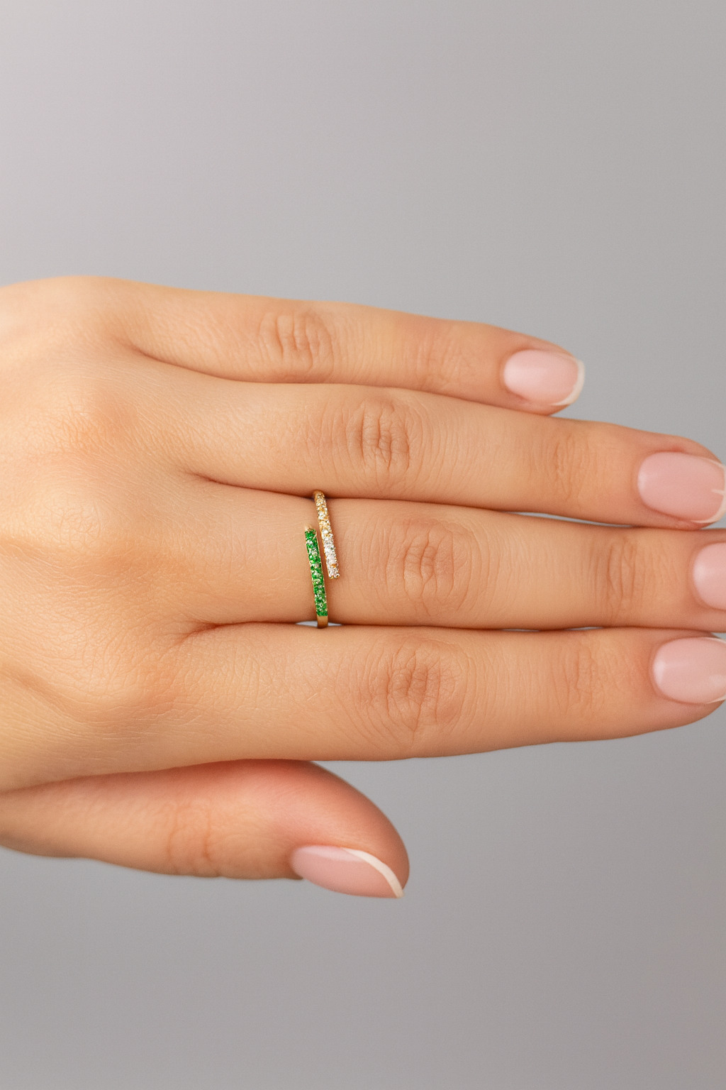 14K Gold Emerald and Diamond Wrap Ring – 0.63 Carats