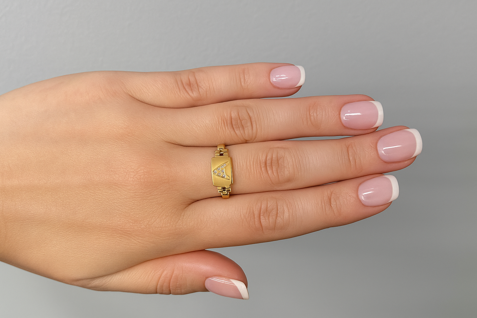 Personalized "A" Initial Diamond Ring in 14K Gold