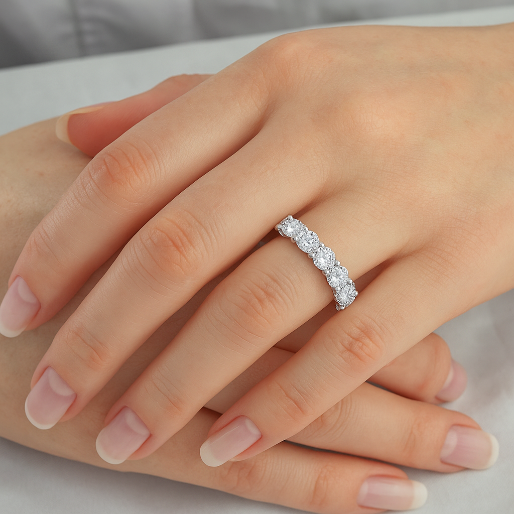 1.50 Carat Lab Grown Diamond Eternity Band | VS Clarity, F-Color Round Diamonds