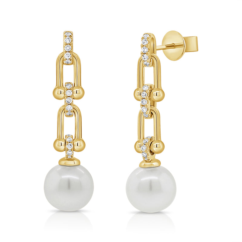 Diamond & Pearl Designer Links Dangle Earring