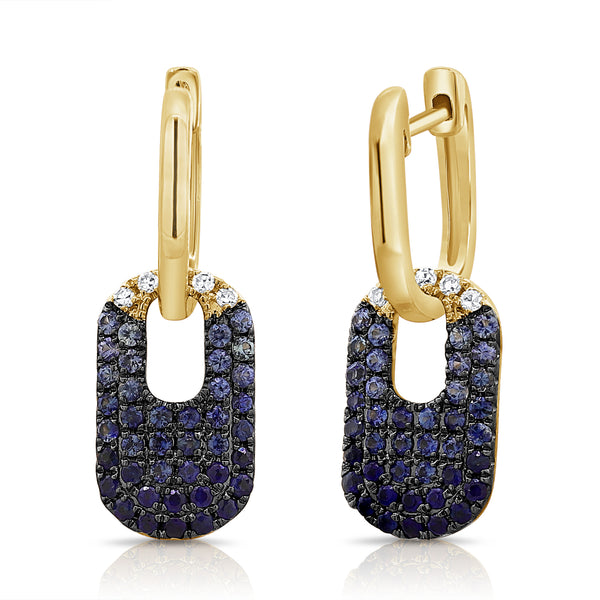 Elegant Sapphire Link Earrings with Diamond Accents