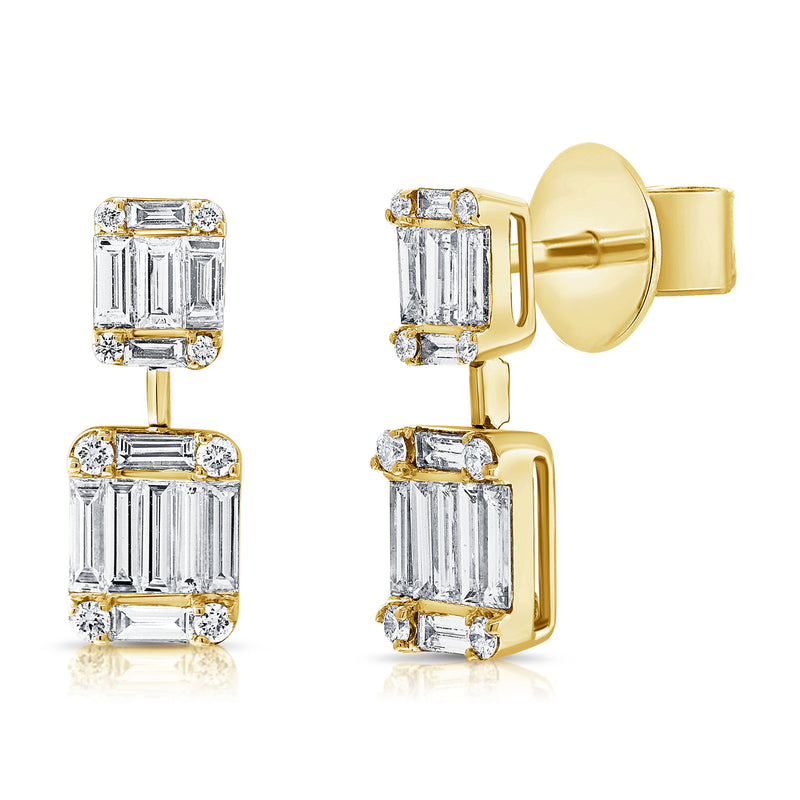 2.34ct Baguettes & Round Classic Drop Earring
