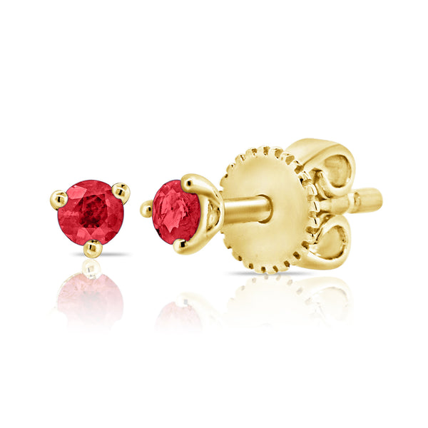 Ruby Solitaire Stud Earrings from the OKG Collection in 14Kt Gold