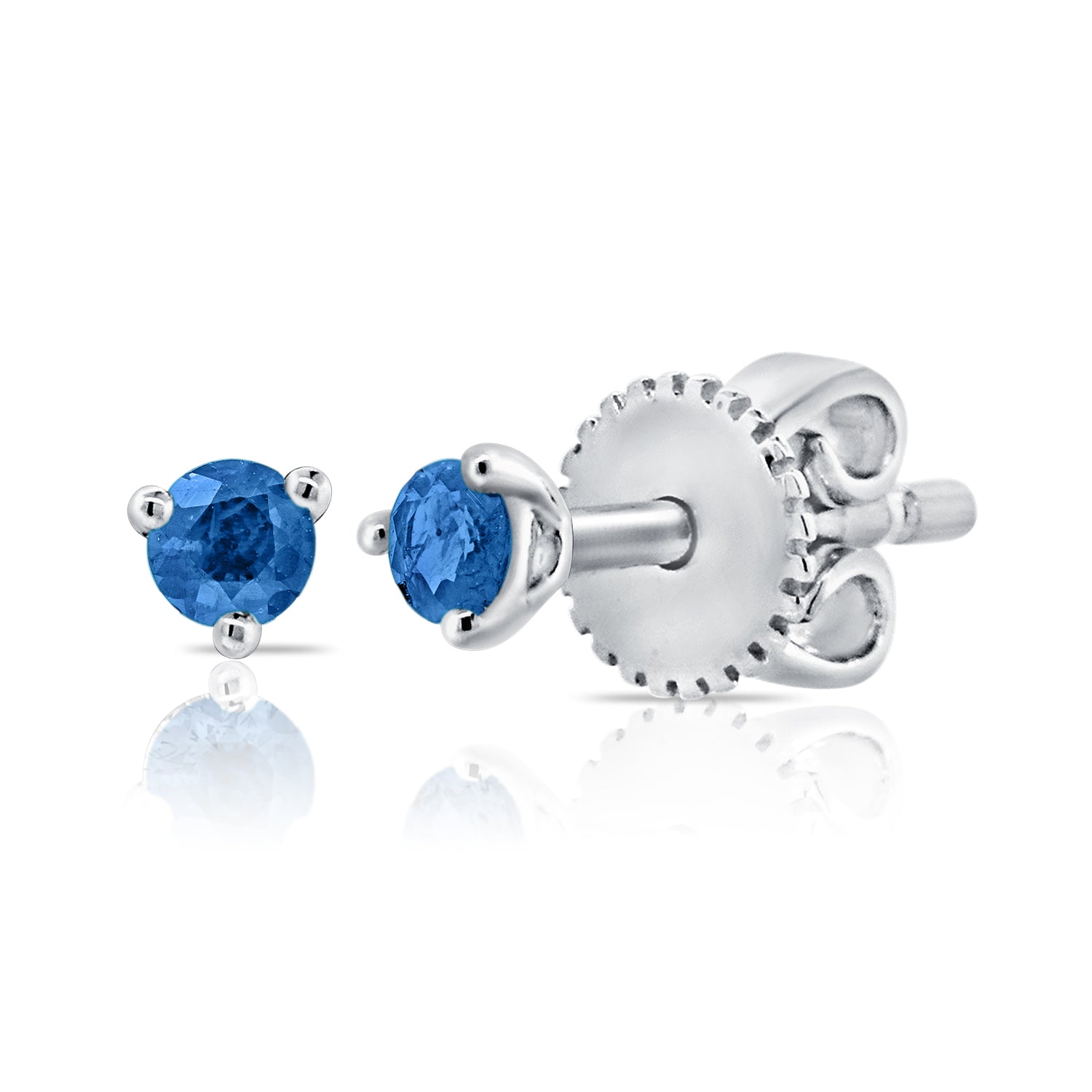 14K Gold Round Solitaire Sapphire Stud Earrings | 0.12ct Classic Sapphire Studs