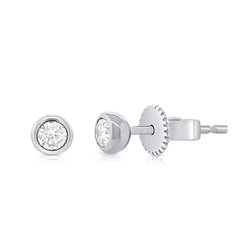 14K Gold Diamond Bezel Stud Earrings | 0.18 Carat Round Brilliant Cut