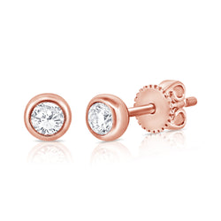 14K Gold Bezel-Set Diamond Stud Earrings